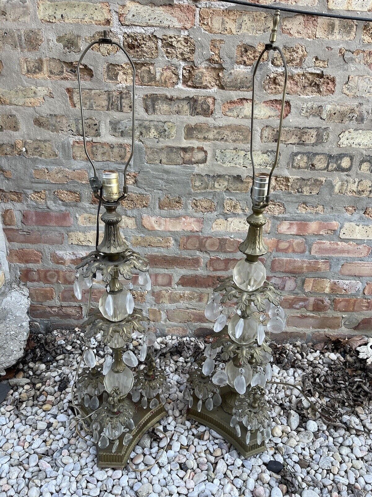 Vintage 60s Pair Of LAMPS the Jenco Co Hollywood Regency W/Almost All Prisms.USA