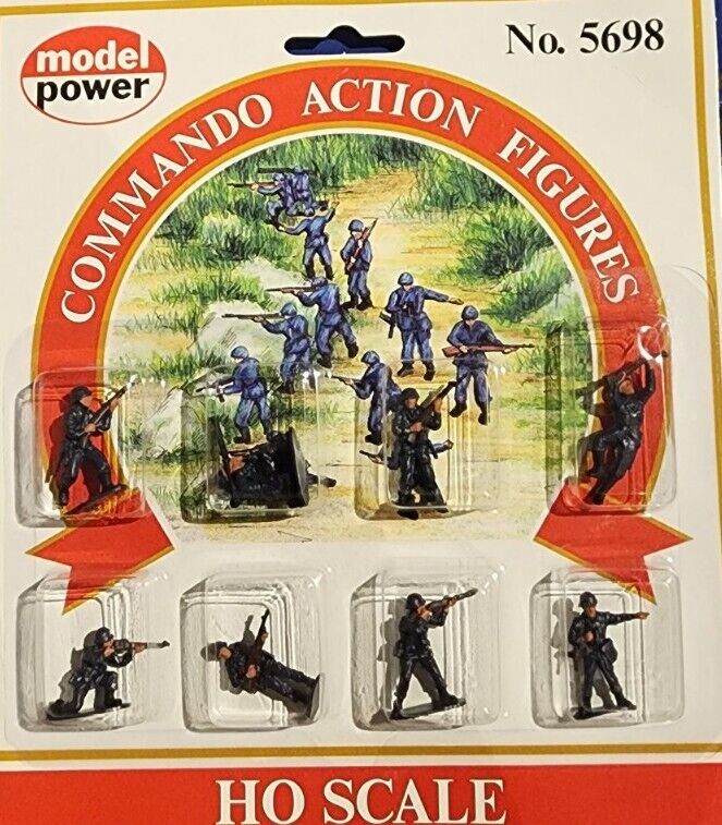 Model Power HO Scale  #5698 Commando Action Figures United States Army pkg (6)