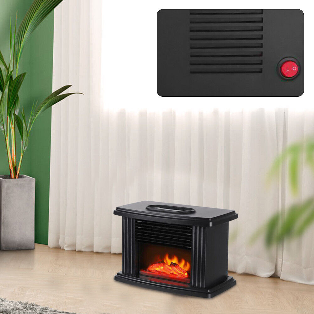 Mini Electric Fireplace Space Heater Warmer 3D Flame Stove Realistic Effect