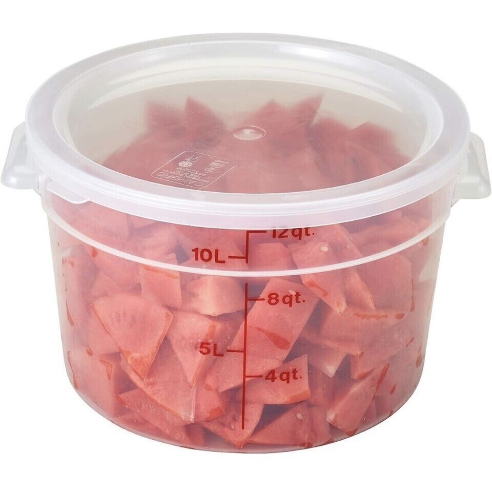 Cambro 12 Qt. Translucent Round Polypropylene Food Storage Container With Lid