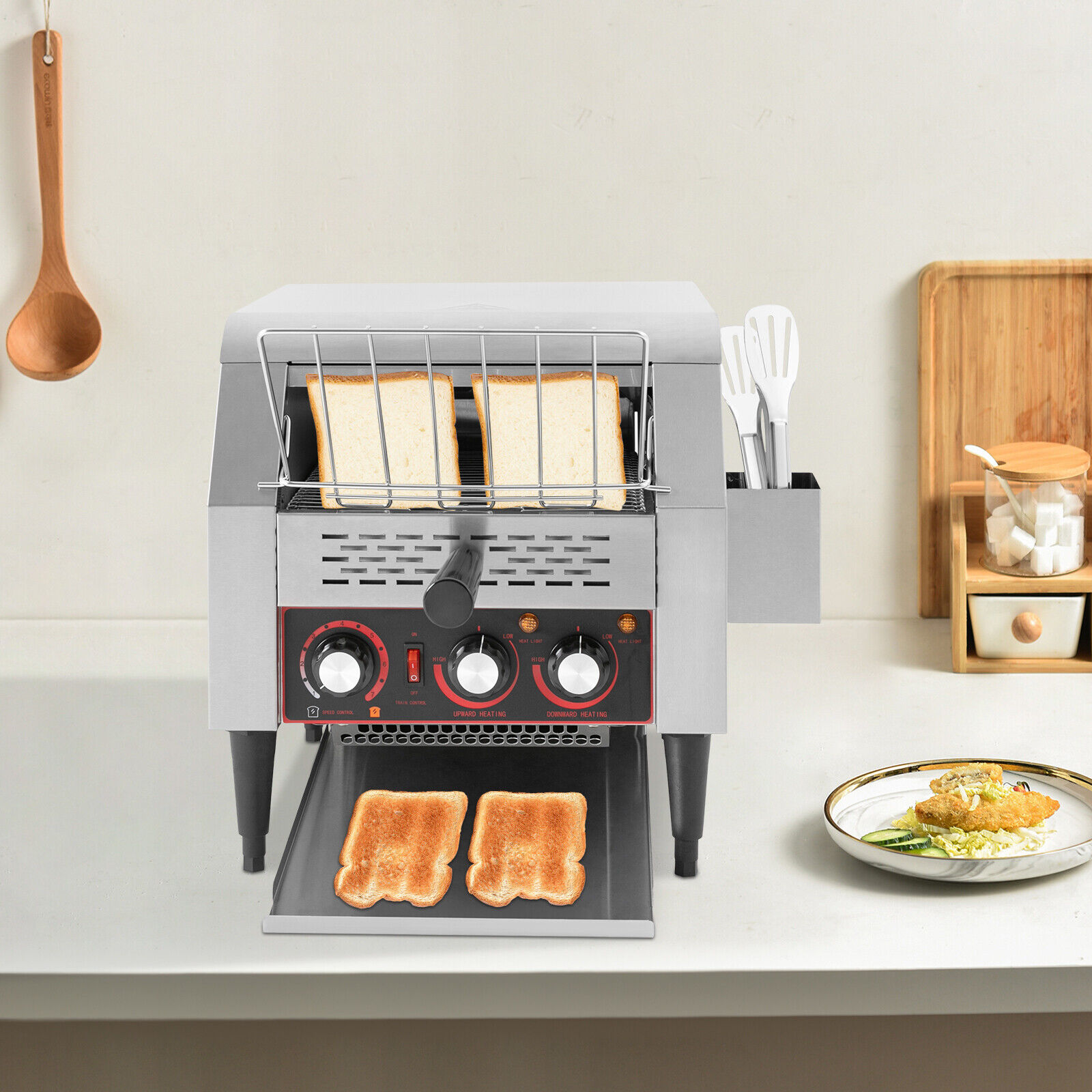 300Slices/H 1900W Commercial Conveyor Toaster Bread Baking Machine TT-300L 110V