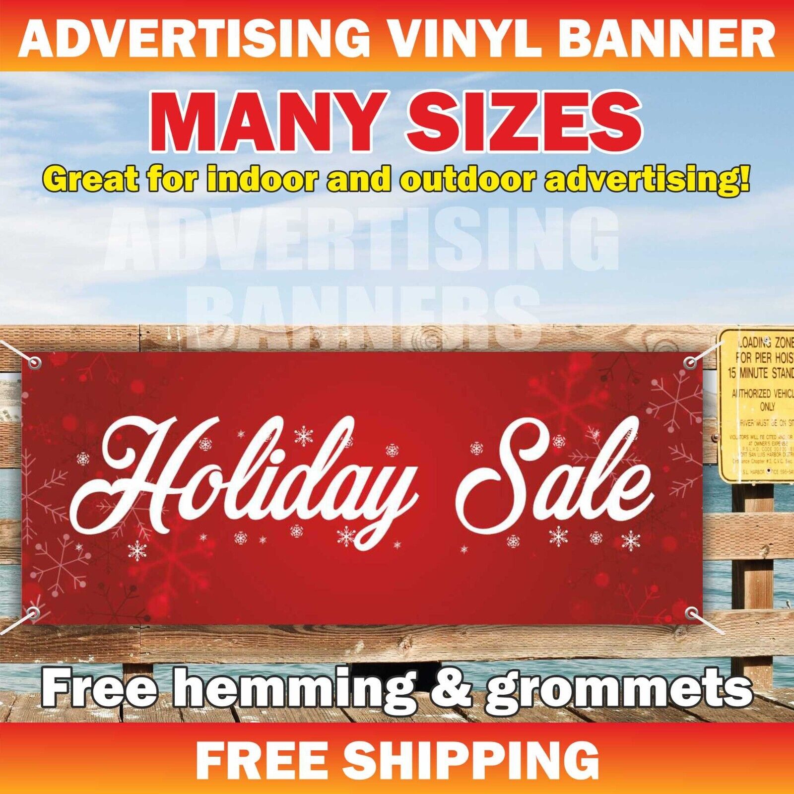 Holiday Sale Advertising Banner Vinyl Mesh Sign Merry Christmas Xmas New Year