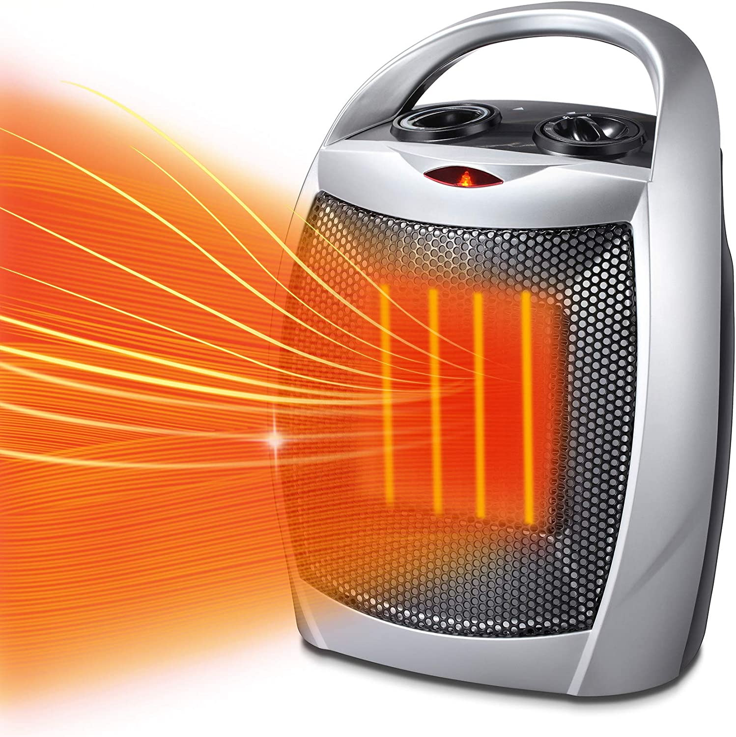 750W/1500W Ceramic Space Heater, Adjustable Thermostat, Portable, ETL Listed