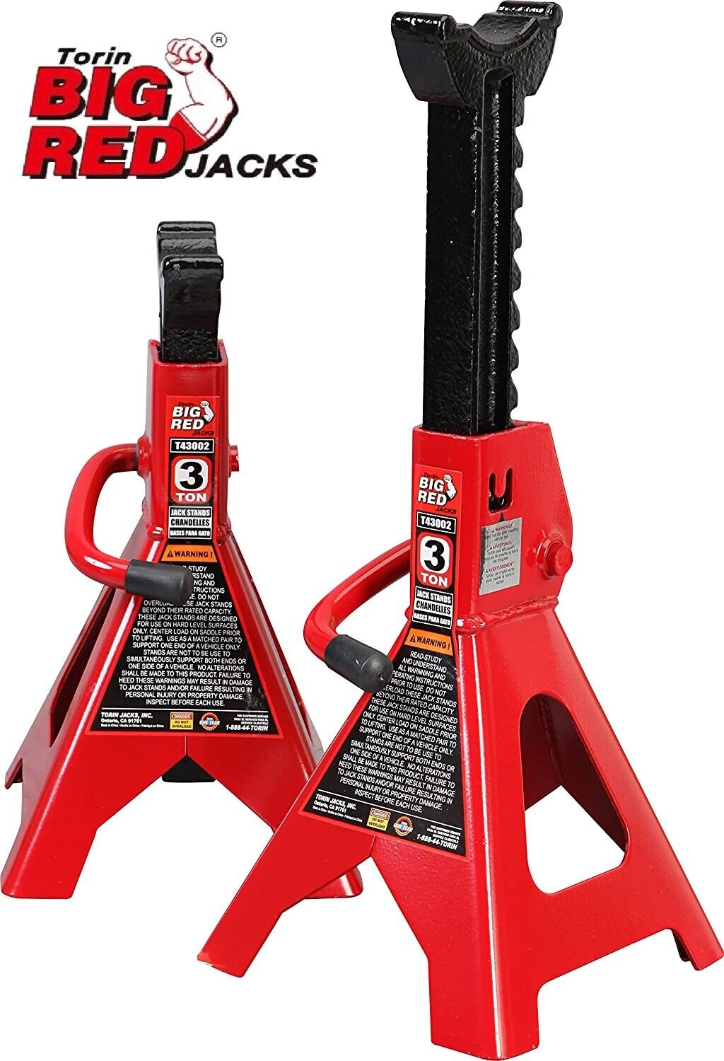 BIG RED 3 Ton (6,000 lb) T43202 Torin Steel Jack Stands  Capacity Red