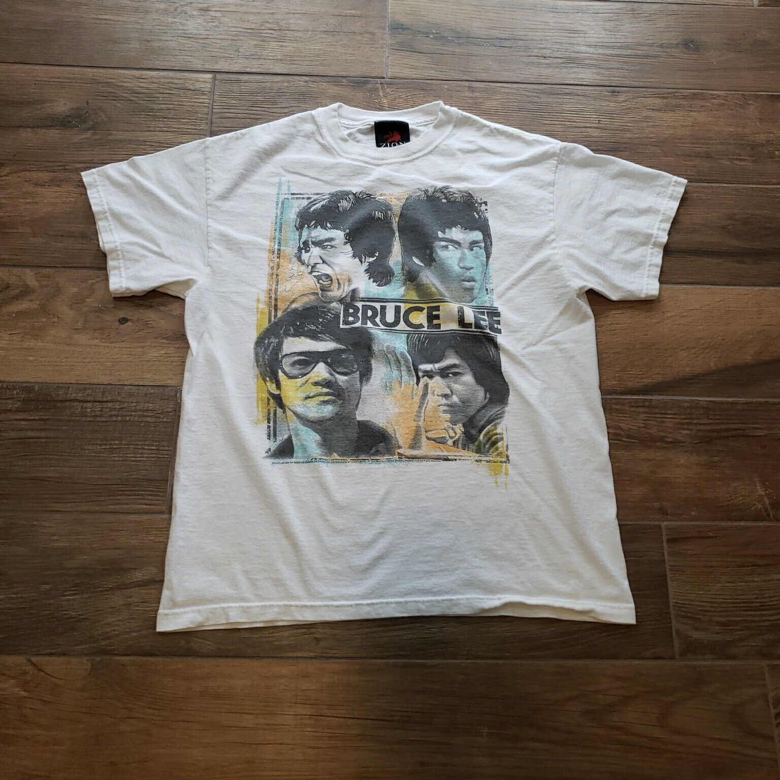 Vintage Bruce Lee Shirt Mens Medium White Zion Rootswear USA Made Big Graphic