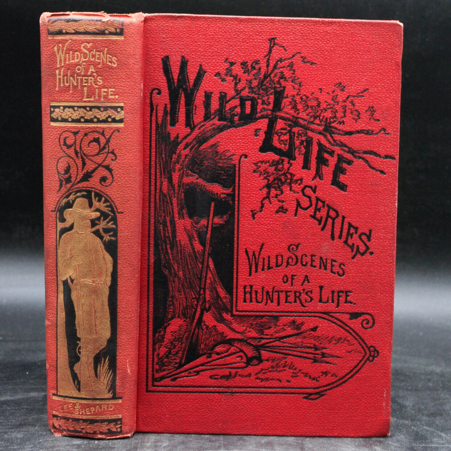 1855 antique illustrated WILD SCENES OF A HUNTER\'S LIFE hunting LION bear TIGER