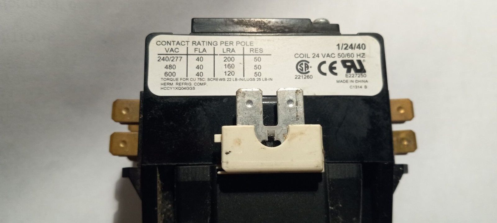 E227250 Contactor Double Two Pole 40 Amps 24 Volts for Air Conditioner 