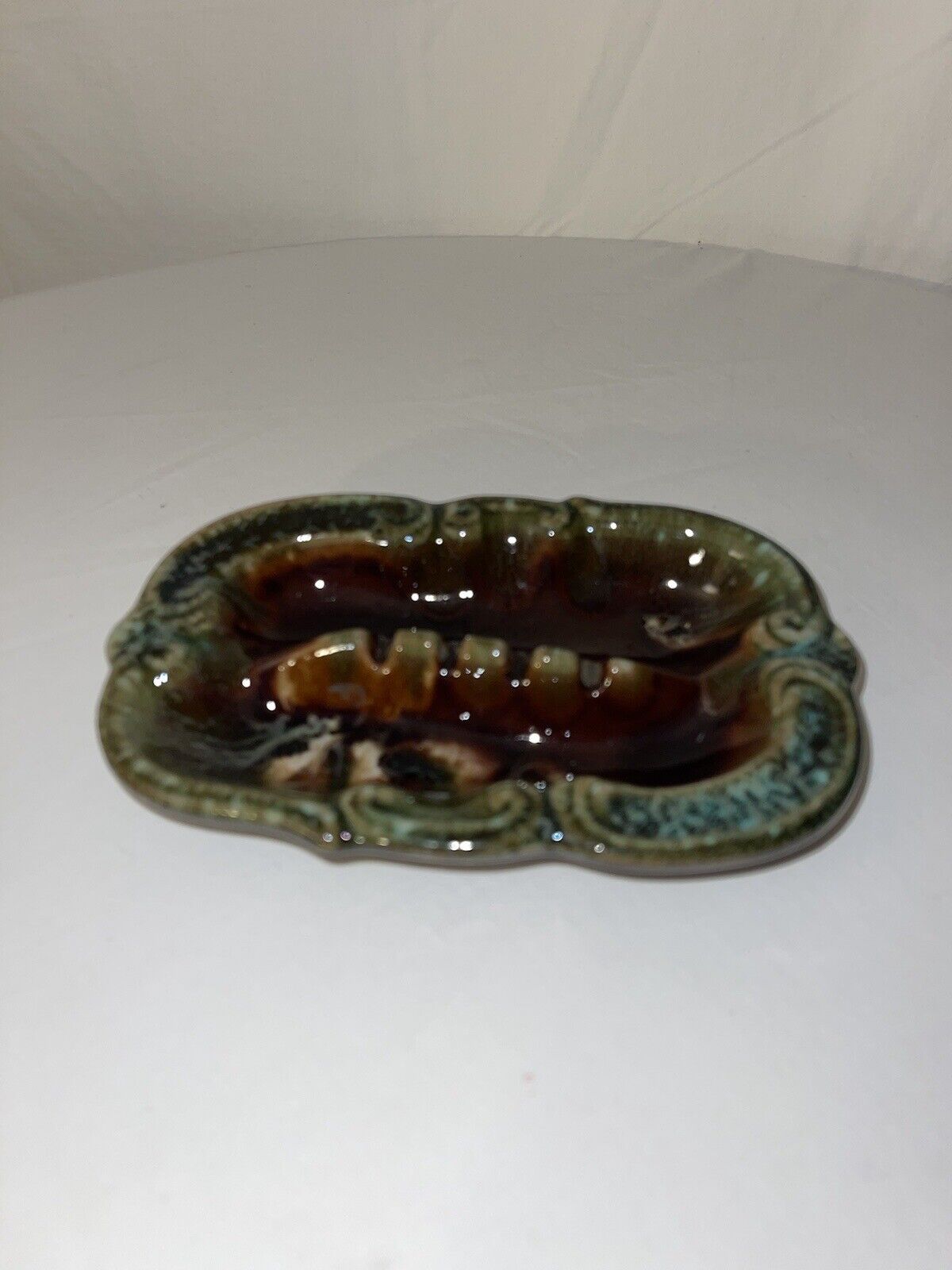 Vintage Glazed Pottery Souvenir Ashtray - Made in Japan