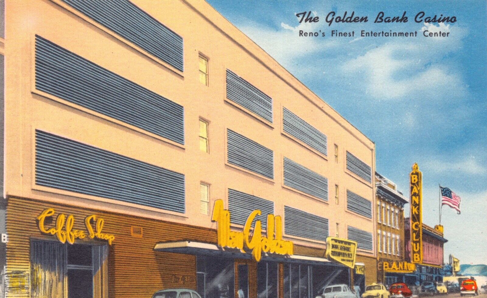 Postcard The Golden Bank Casino and Coffee Shop in Reno, Nevada~131040