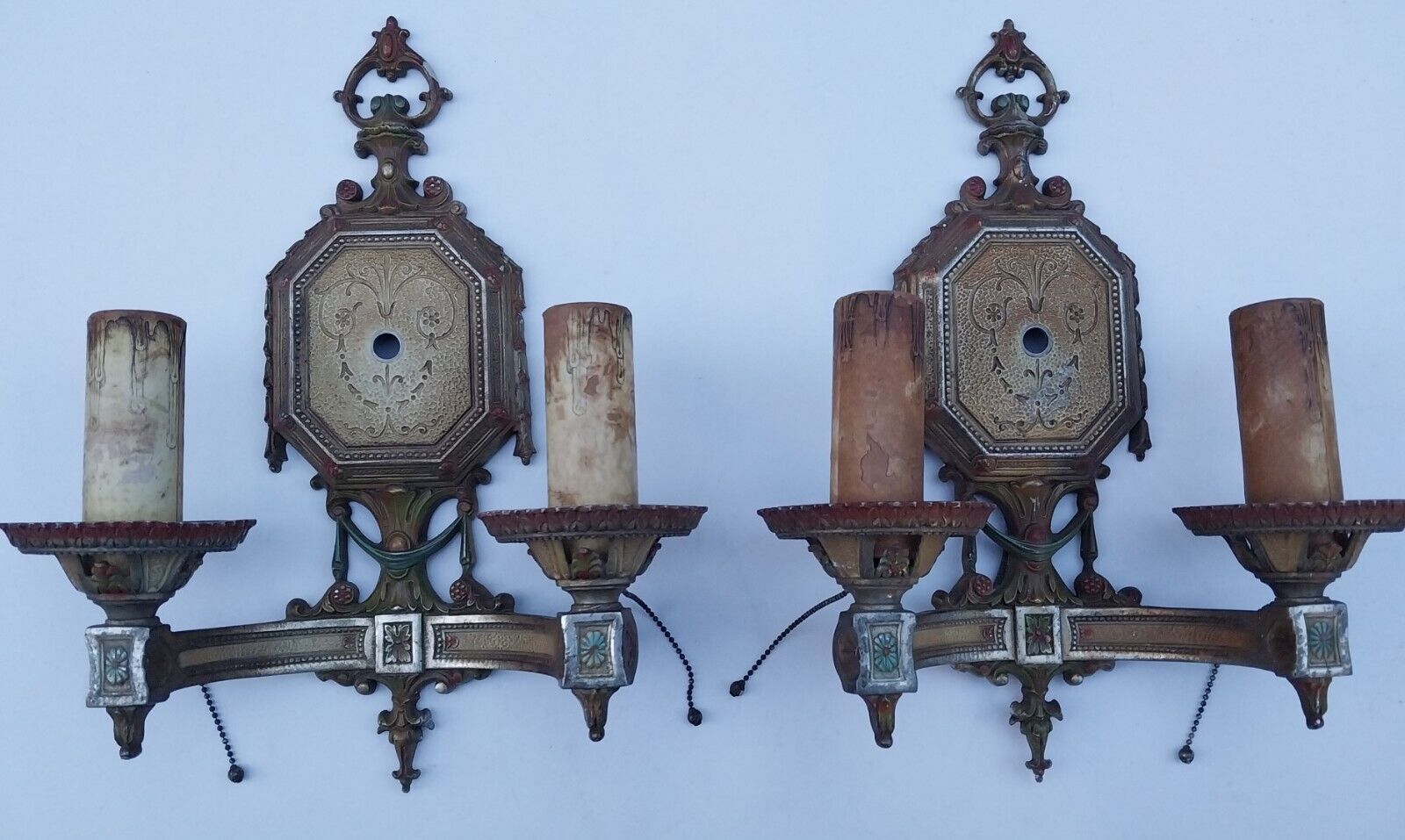 Beautiful Vintage Wall Sconce Pair Art Deco Victorian Antique Granny