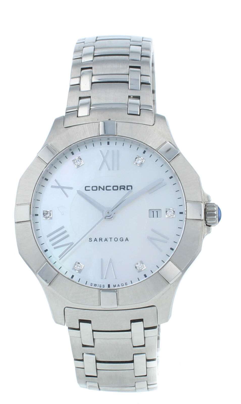Concord Saratoga Stainless Steel 32mm White MOP Dial Quartz Ladies Watch 320162