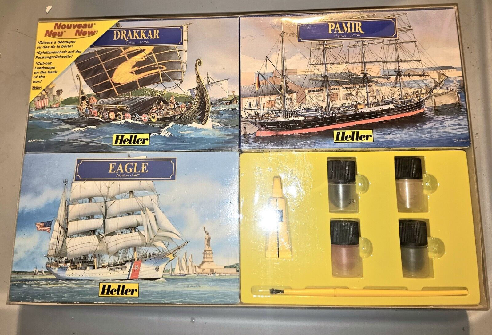 Heller Drakkar 1/180 Pamir 1/750 Eagle 1/600 Collection Kit Open Model Kit