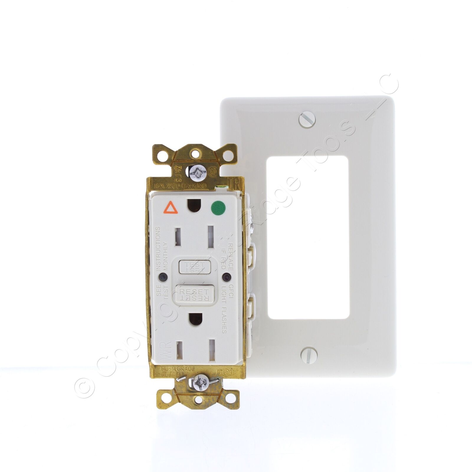 Bryant Lt Almond Hospital ISO GND SelfTest GFCI Receptacle Outlet 15A GFST82LAIG