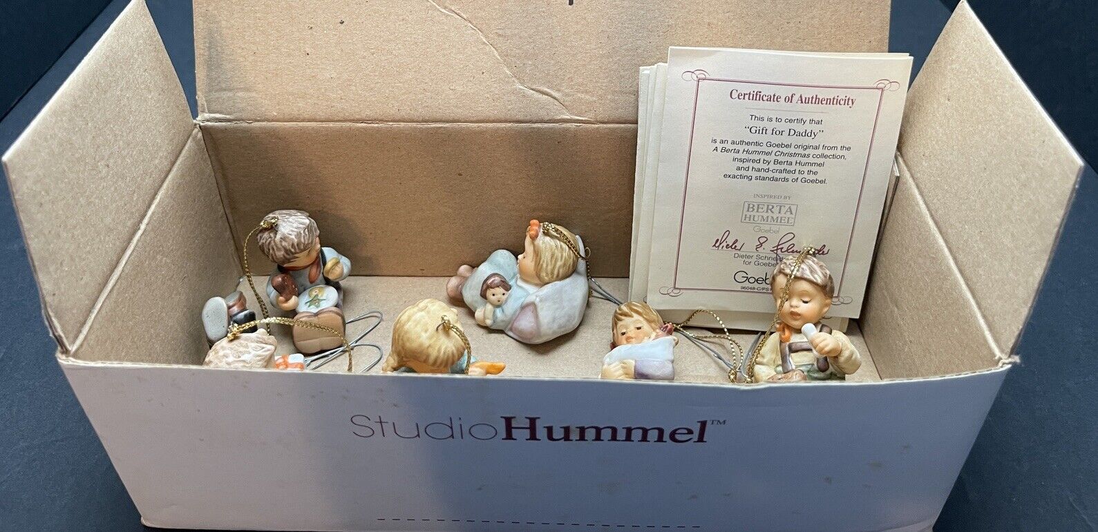 LOT Of 6 Studio Hummel Goebel Berta Hummel Porcelain Christmas Ornaments w/ COA