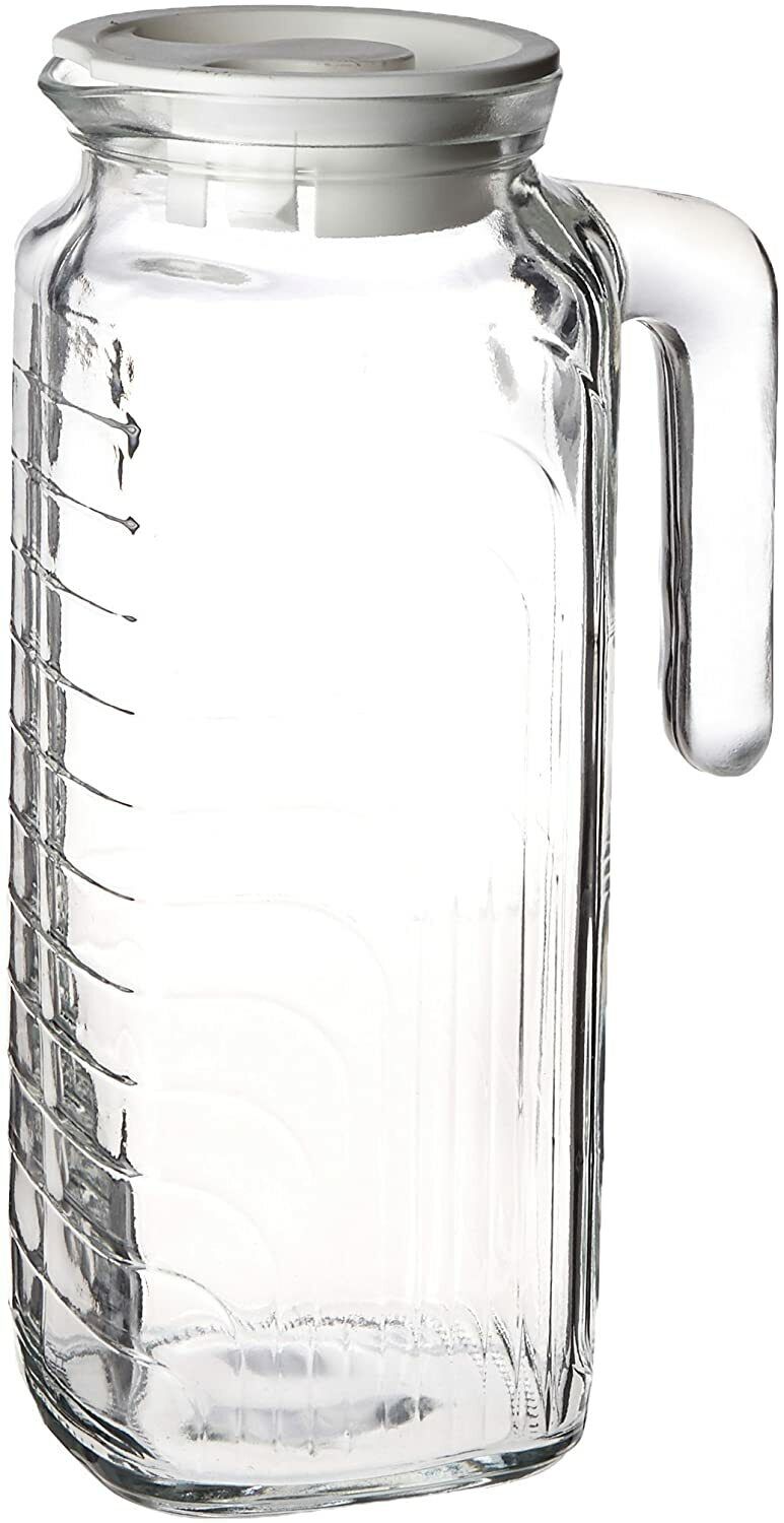 Bormioli Rocco Gelo Glass Jug/Pitcher with White Lid, 41-Ounce