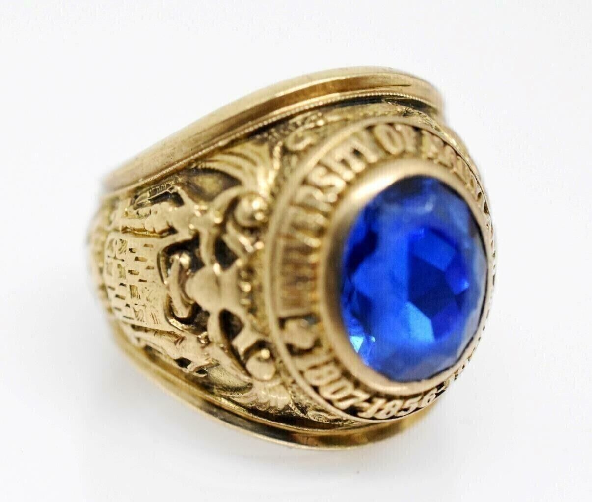 4Ct Sapphire Lab Created Men 1966 University Maryland Aggie Ring 14k Gold Plated