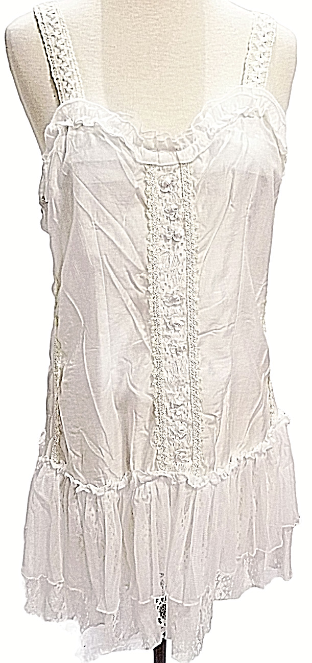 Pretty Angel Camisole  XL Victorian Women Lace White Ribbon Roses New White
