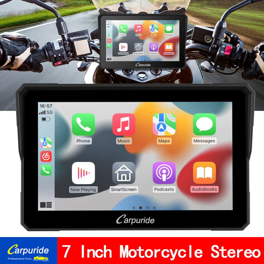 Carpuride 7 inch Motorcycle Android Auto Universal Wireless Touch Screen Carplay