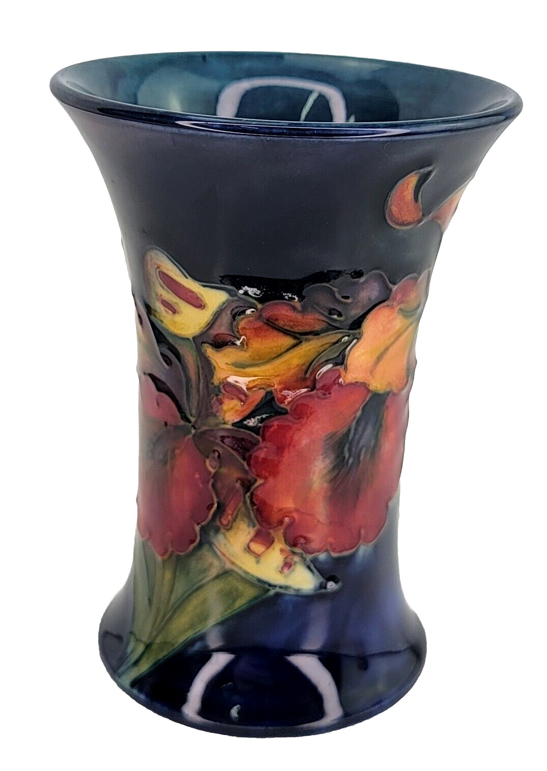 Vintage Moorcroft Pottery Orchid Pattern Vase England UK British Art Gift