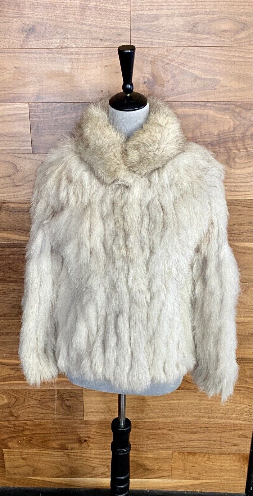 ⭐️ SAGA FOX White Gray Collared Natural Blue FOX FUR Coat Luxury Jacket Sz S