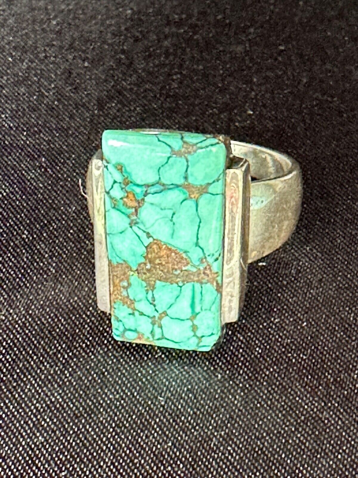 Superb Vintage Sterling Silver 925 Ring by VG - Greenish-blue Turquoise stone
