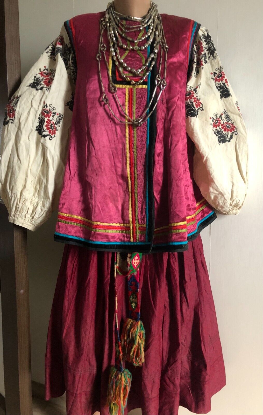 Ukrainian national vintage 1920-40 embroidered costume suit M-L Cherkasy Ukraine