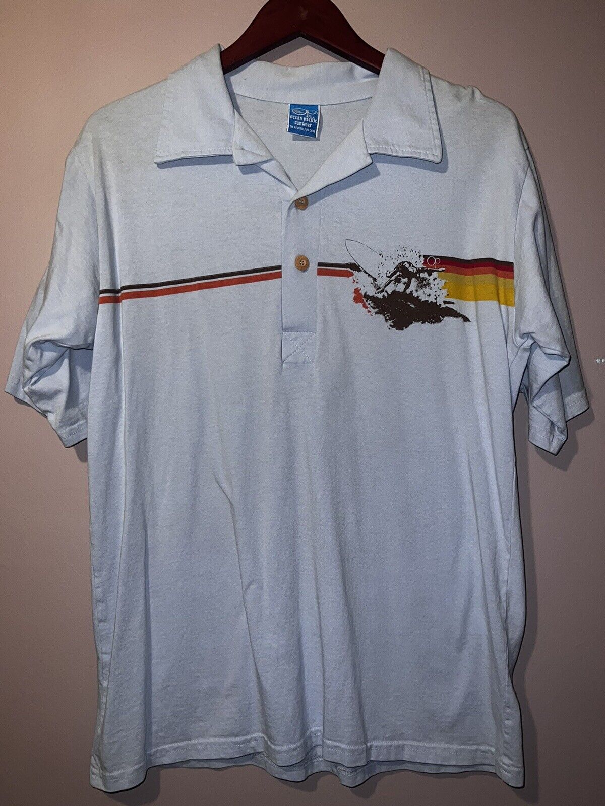 VINTAGE OP OCEAN PACIFIC SURFING POLO SHIRT medium made in USA