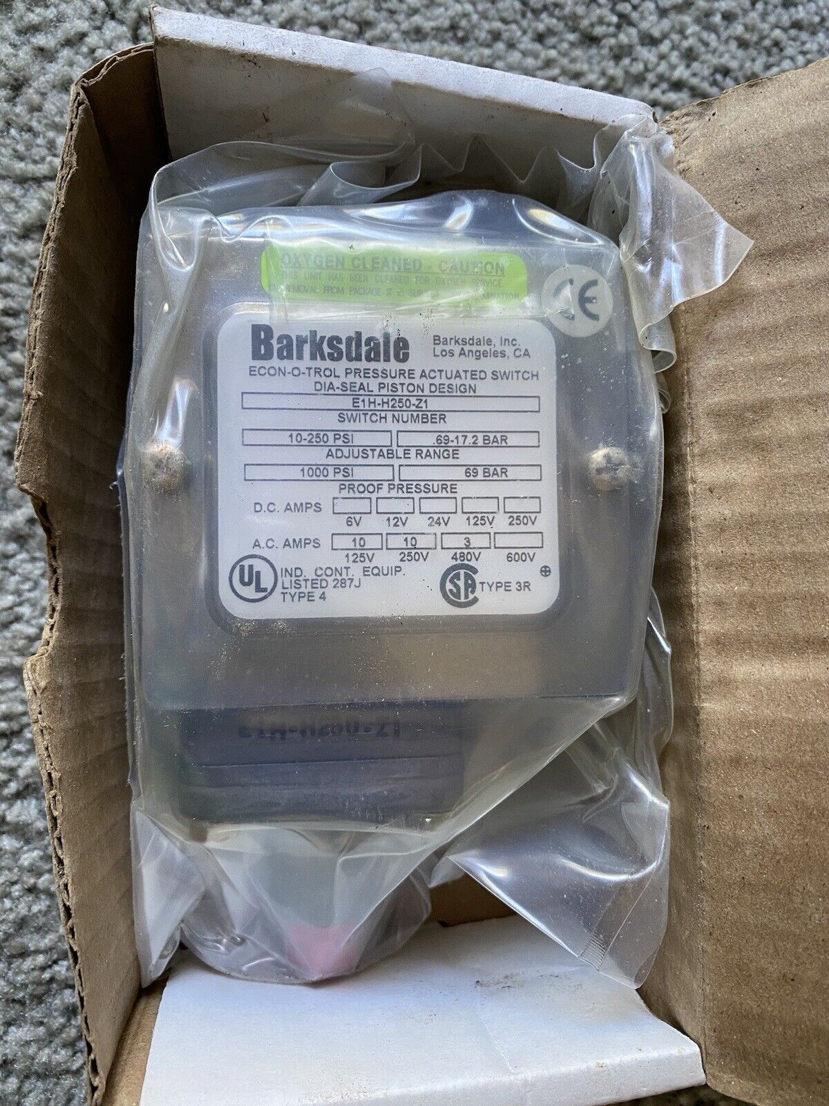 Barksdale Pressure Actuated Switch