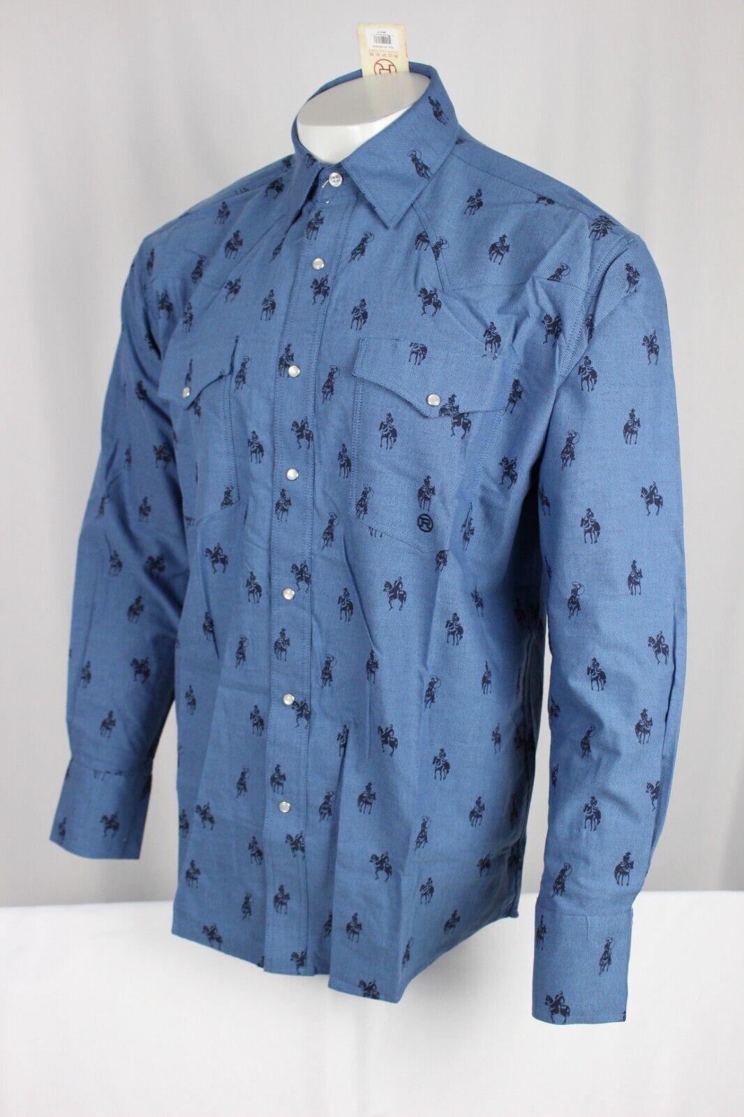 Roper Men's Western Snap Button Shirt Cowboy Logo Blue 301225794