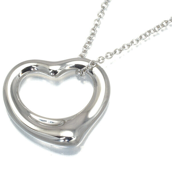 Auth Tiffany&Co. Necklace Open Heart 950 Platinum