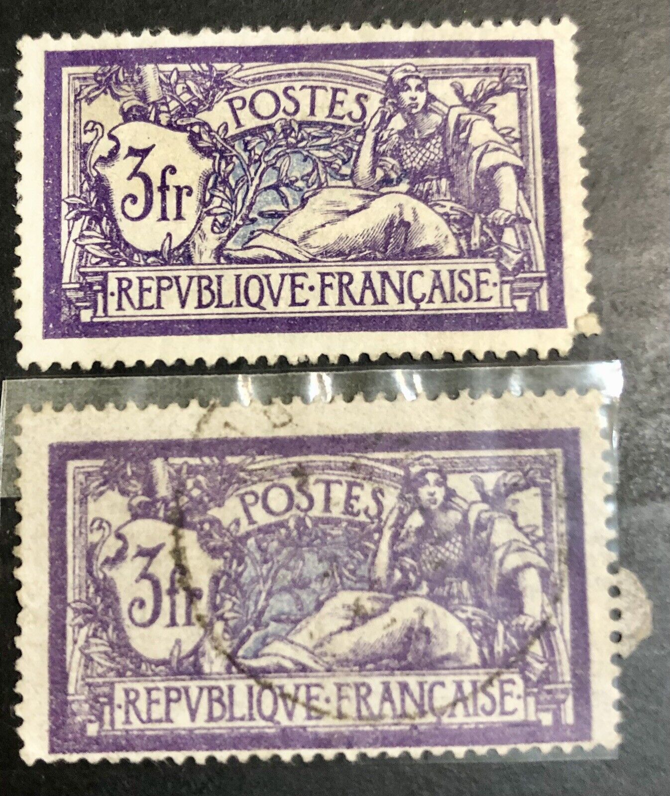 France Stamp 1925/26-New Values-3Fr Violet/Blue-Used and Unused-CV=$40