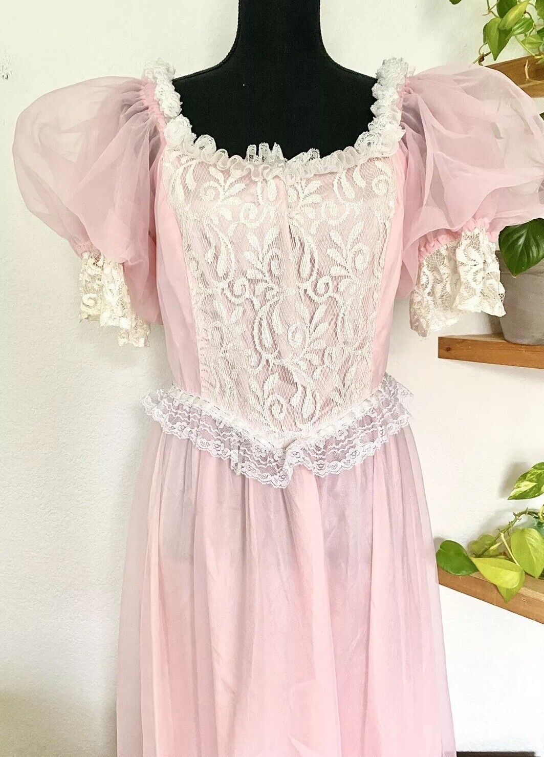 50s Prom Lace Ruffle Puffed Sleeve Cupcake Vintage Prairie Party Kawai Dress