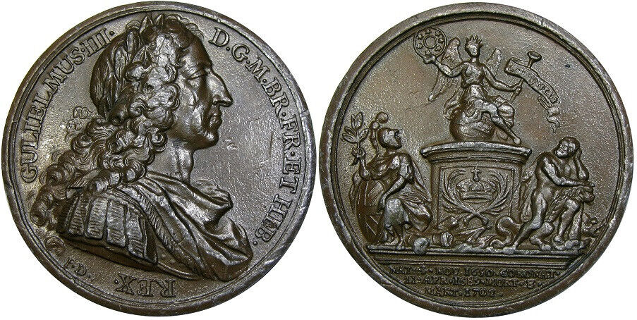1731 G. BRIT DASSIER KINGS & QUEENS WILLIAM III EIMER-387 ~ BRONZED LEAD