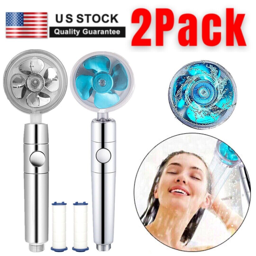 2 X Hydro Jet High Pressure Shower Head with 2 Filters,Handheld Turbo Spa Fan