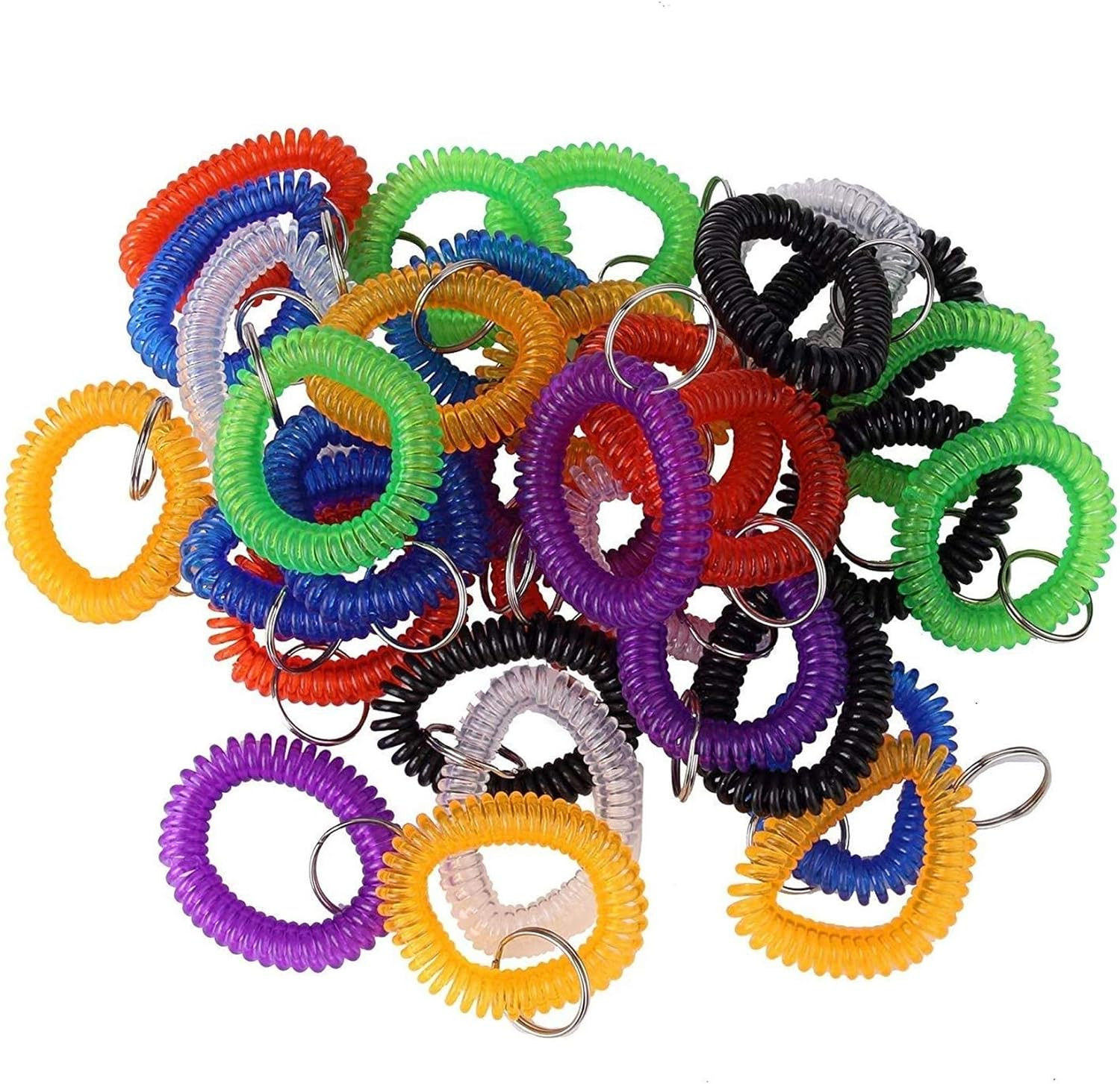 Pack of 35 Assorted Color Stretchable Plastic Bracelet Wrist Coil Wrist Band Key