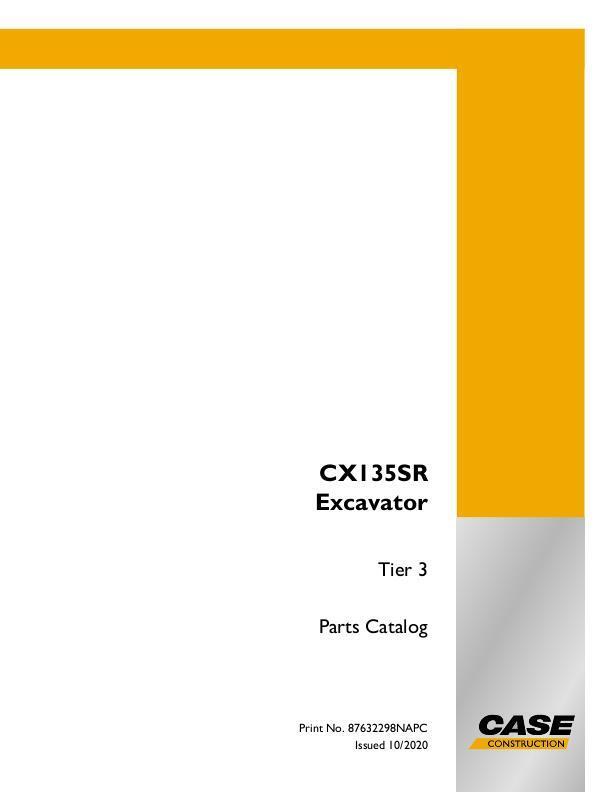 CASE CX135SR TIER 3 EXCAVATOR PARTS CATALOG