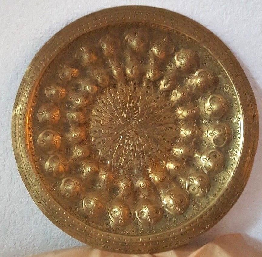 Persian antique brass plate hand engraved 11.5\