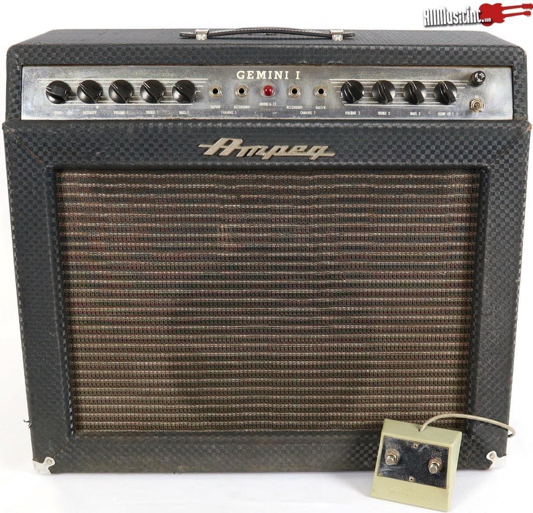 Vintage 1965 Ampeg G-12 Gemini I Guitar Tube Combo Amplifier w/ Footswitch