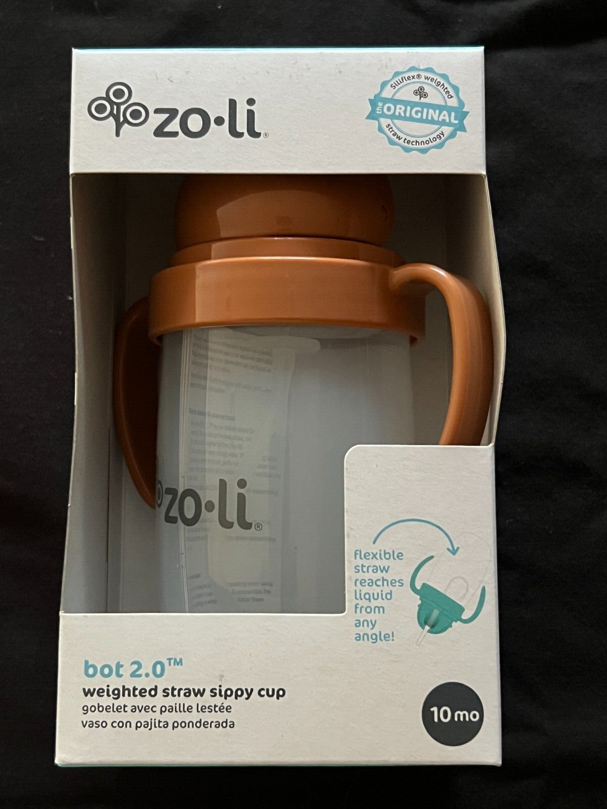 ZoLi Bot 2.0 Straw Sippy Cup Cooper Dust 10 oz Zo-Li Toddler Drinking Straw