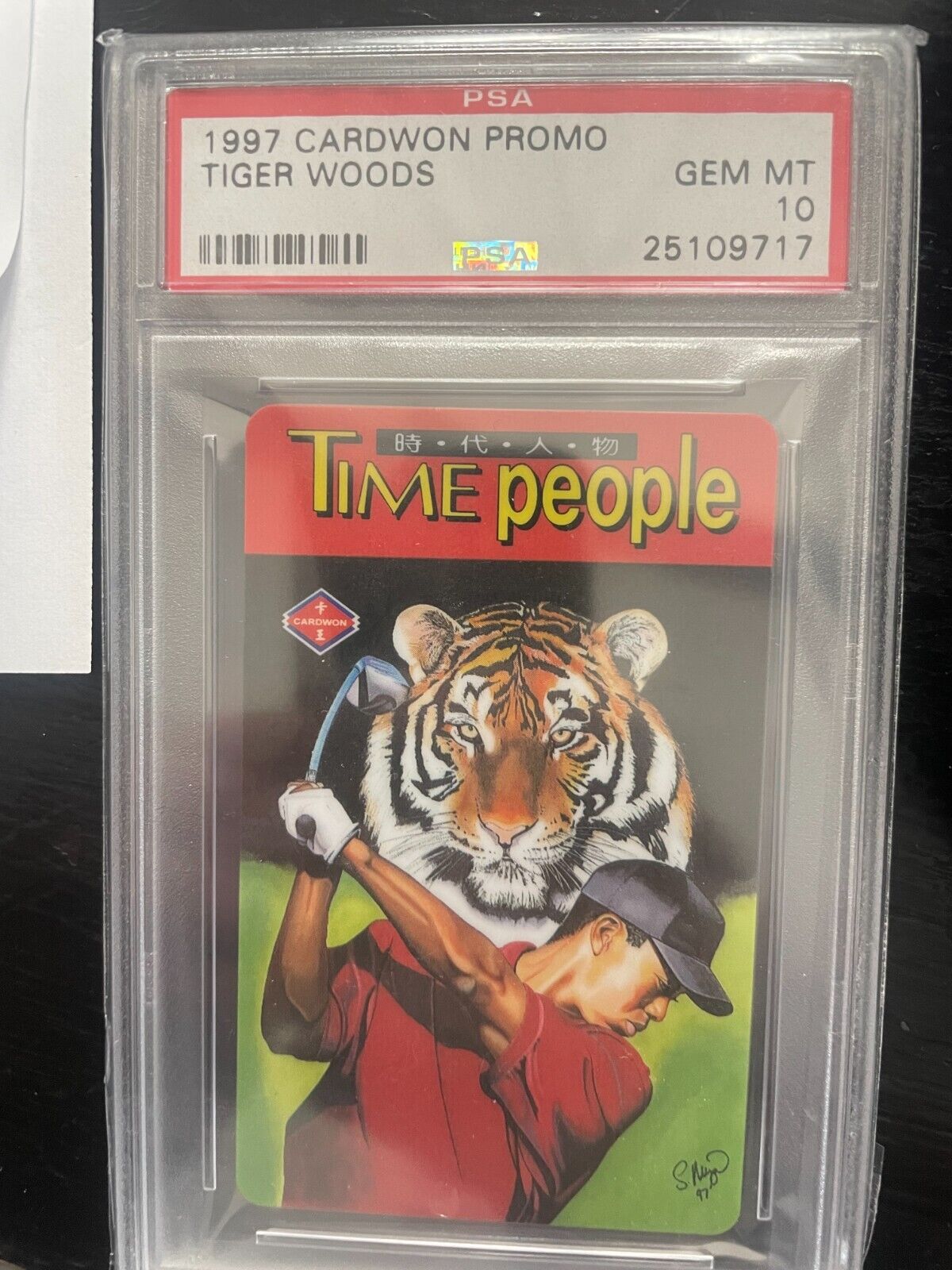 1997 Cardwon Promo Taiwan Tiger Woods Golf Time People ROOKIE Card PSA 10 Graded