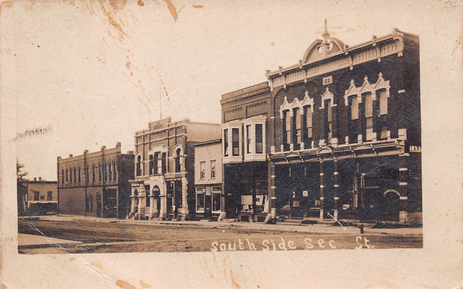 RPPC Odebolt IA Iowa Main Second Street Downtown Early 1900s Photo Postcard C41