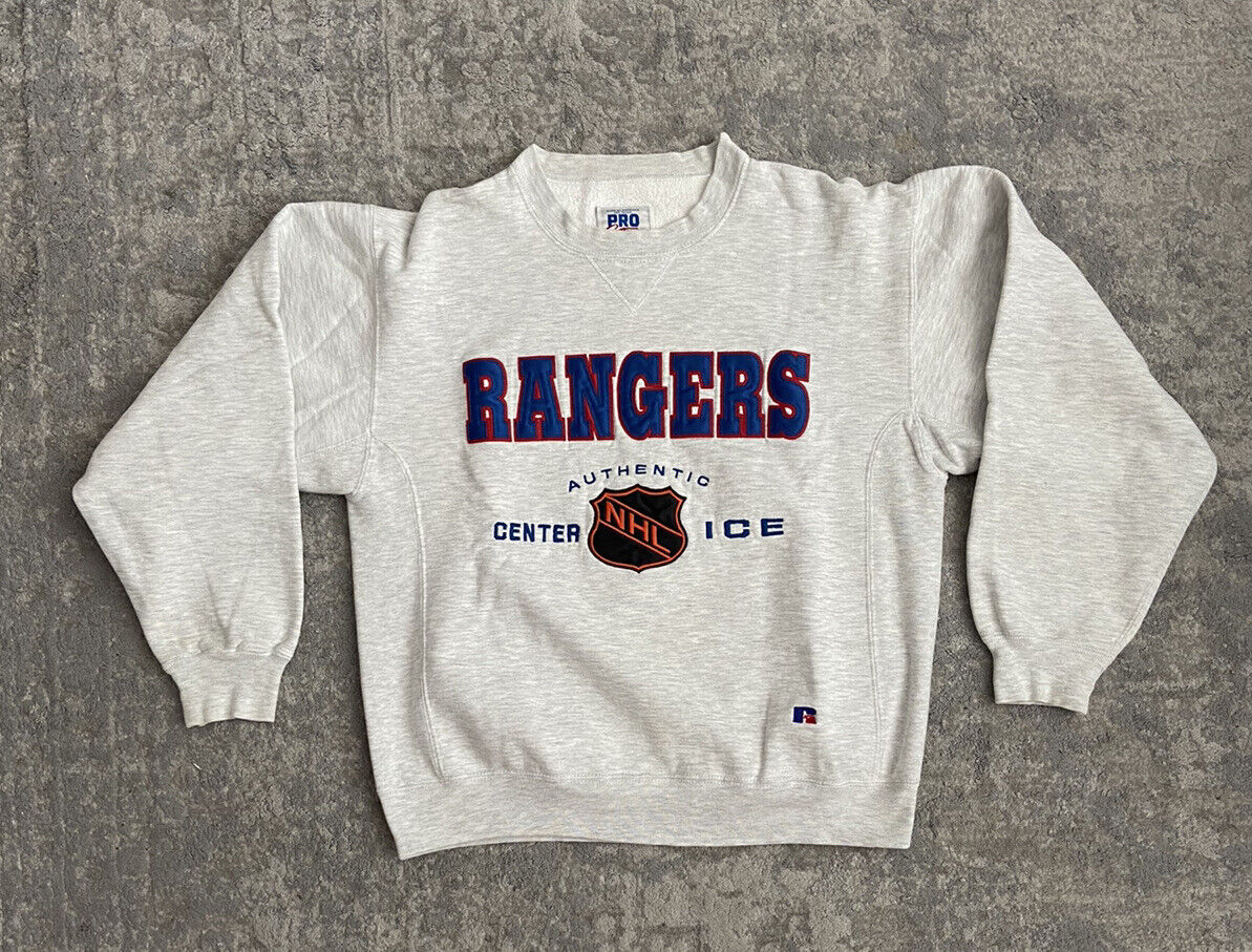 True Vintage 1990s New York Rangers Sweatshirt—Embroidered—Made In USA—Gray—M