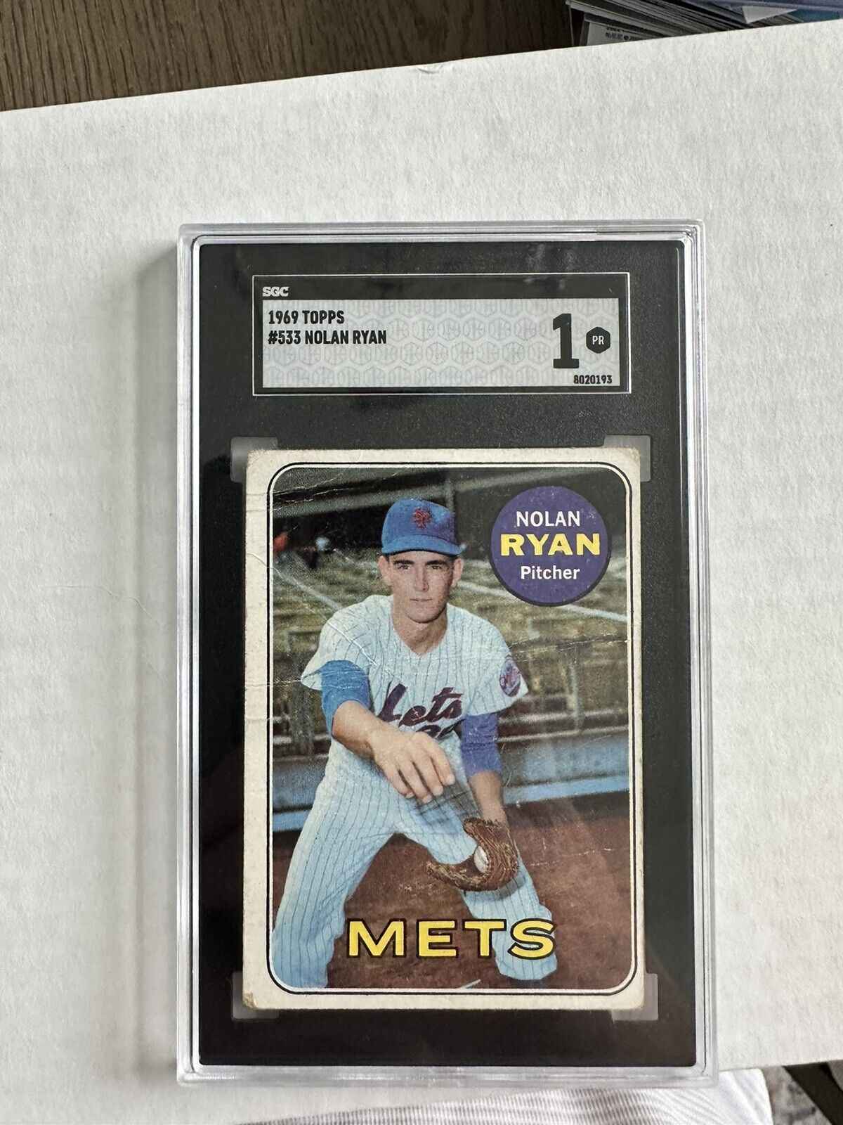 1969 Topps - High # #533 Nolan Ryan Professionally Graded By SGC 1 New York Mets