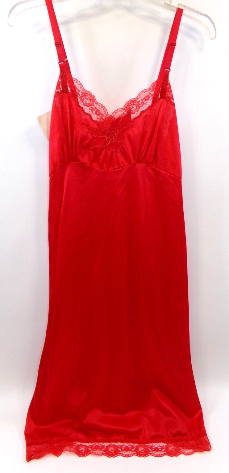 Vintage Richform Womens Midi Lingerie Nightgown NWT Red Size 34