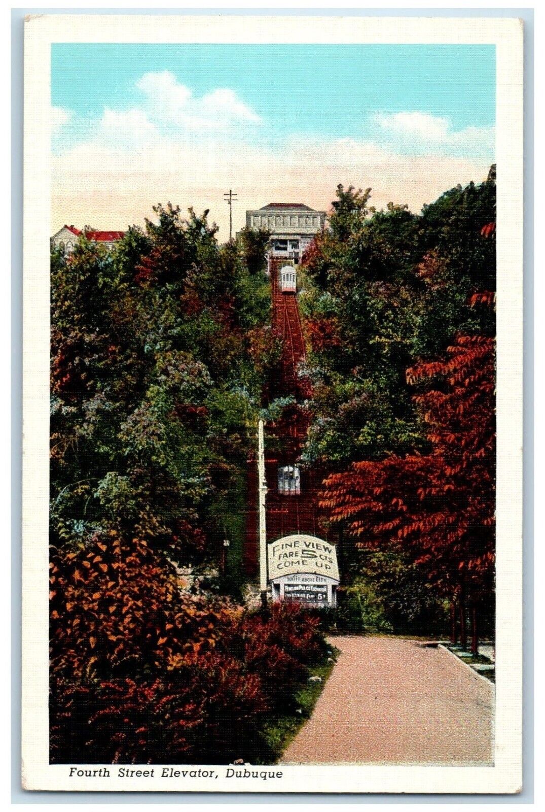 1920 Scenic View Fourth Street Elevator Dubuque Iowa IA Vintage Antique Postcard