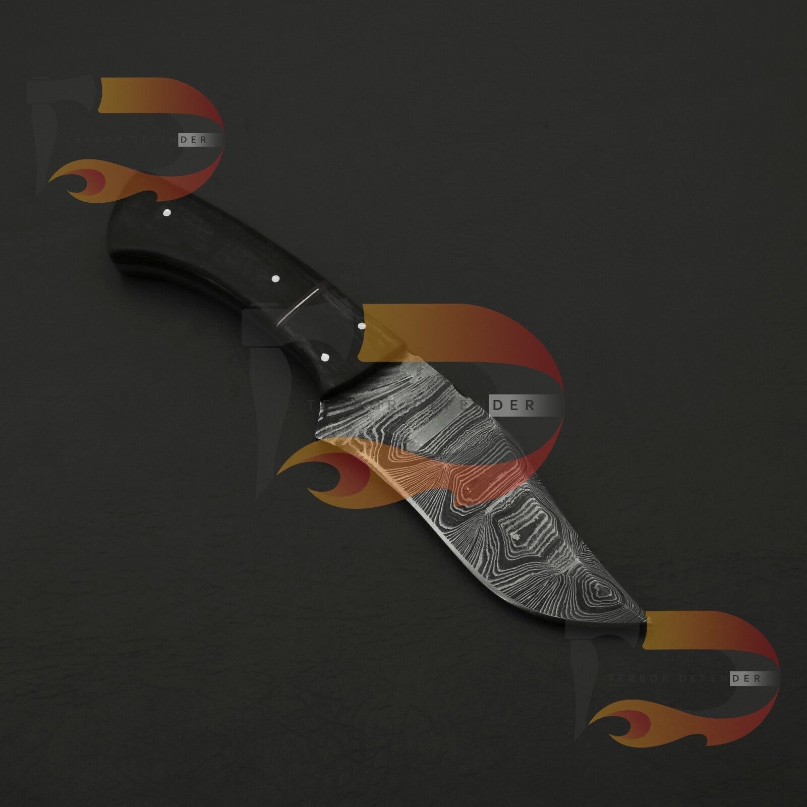 Hand Forged Damascus Knife, Damascus Fixed Blade Bobcat Knife, with Sheath