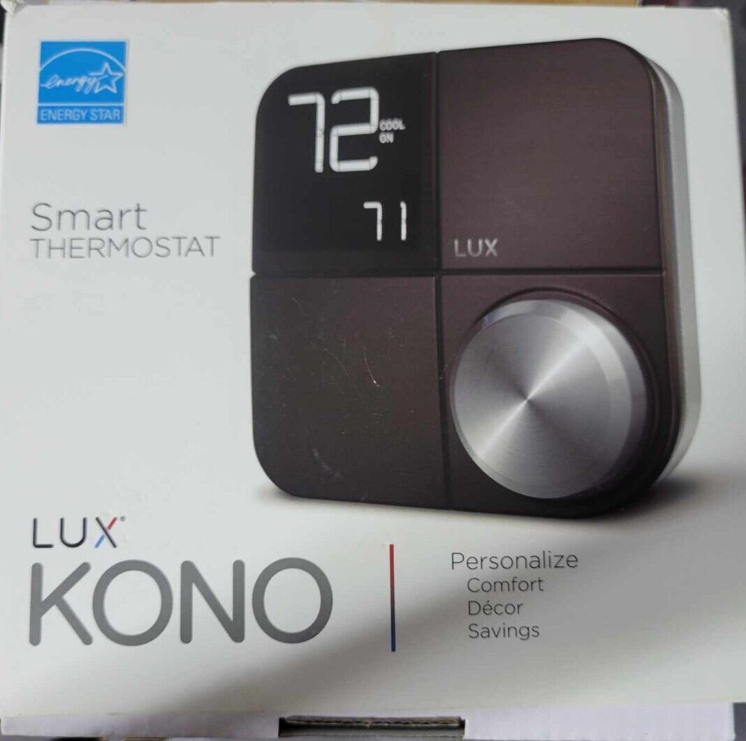 Lux Kono Smart Wi-Fi Thermostat Interchangeable Black Stainless Steel NEW 