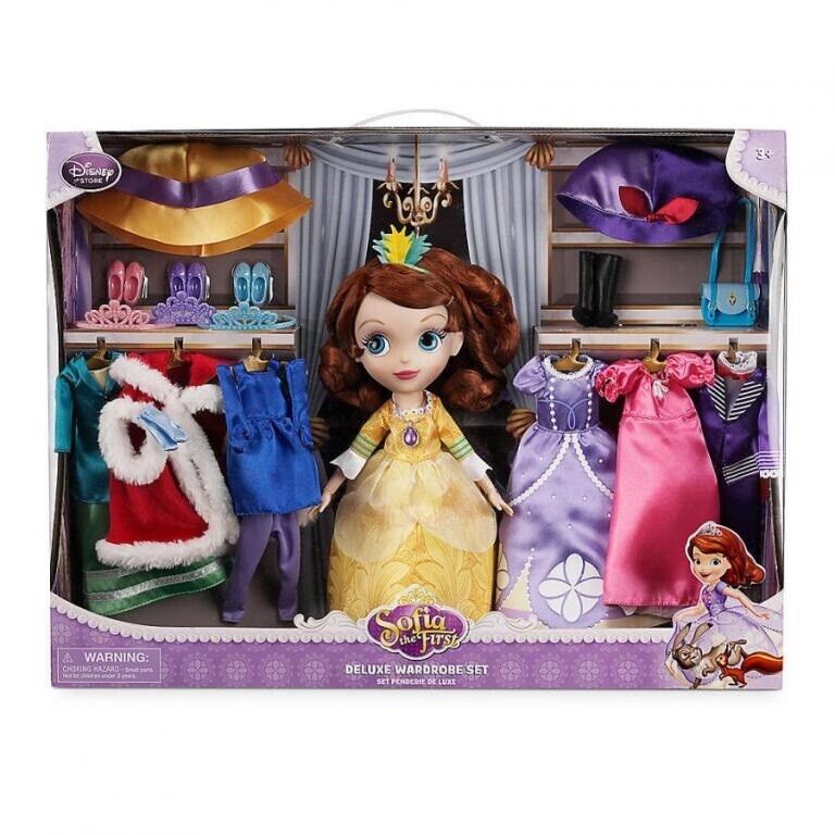 Disney Store Sofia The First Doll Deluxe Wardrobe Gift Play Set 6 Outfit Clothes