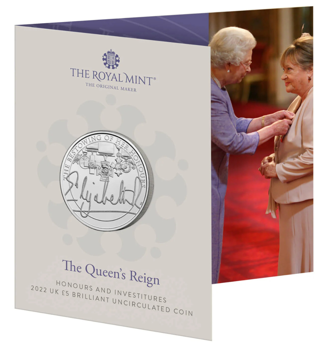2022 UK The Queen\'s Reign: Honours & Investitures £5 Brilliant Uncirculated Coin
