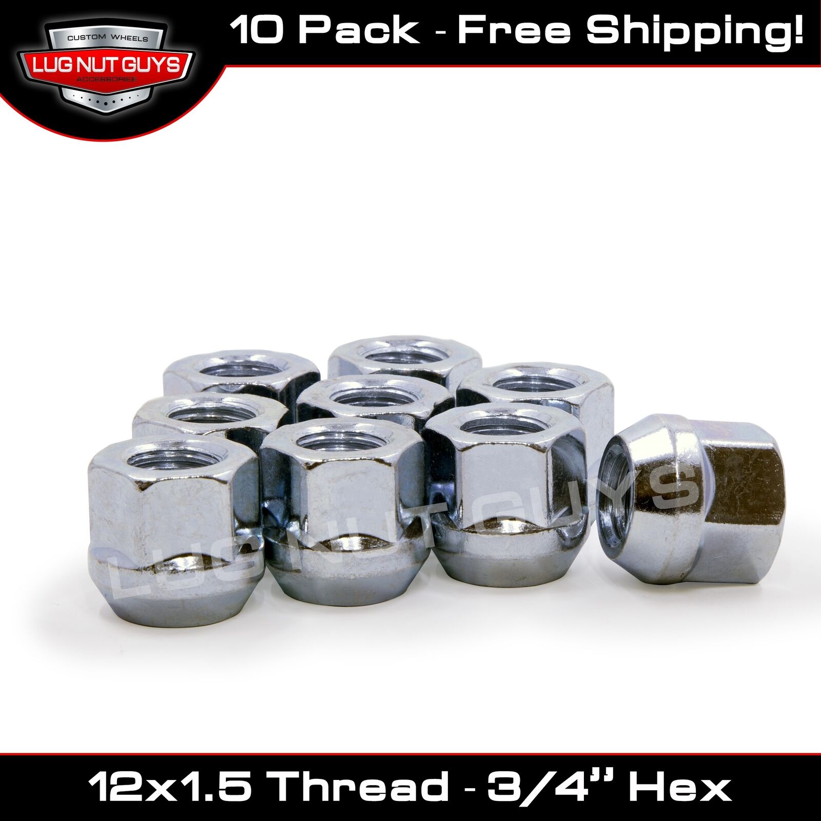 10 Lug Nuts Open End Bulge Acorn 12x1.5 3/4 Hex fits Ford Lincoln Mercury